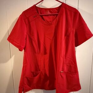 Cherokee Infinity Red Short Sleeve Women's Scrub Top